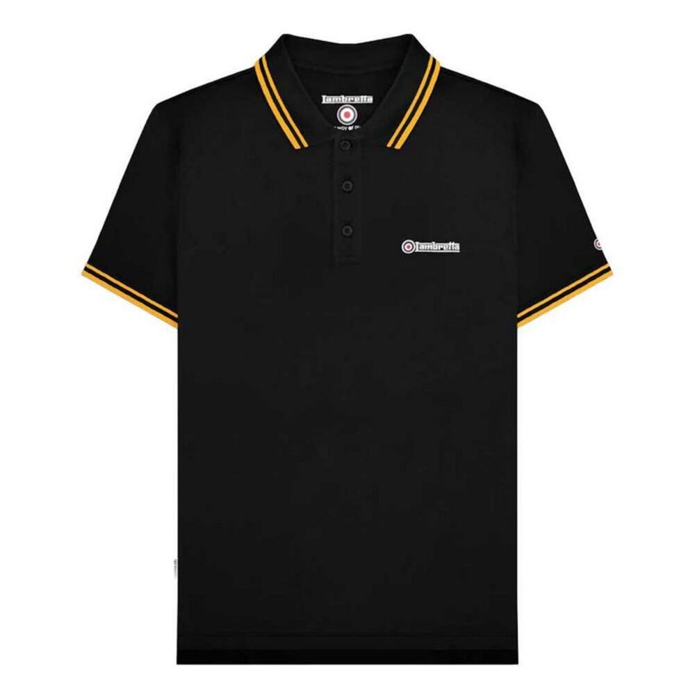 Lambretta Mens SS25 Twin Tip Polo Shirt / Black/Gold